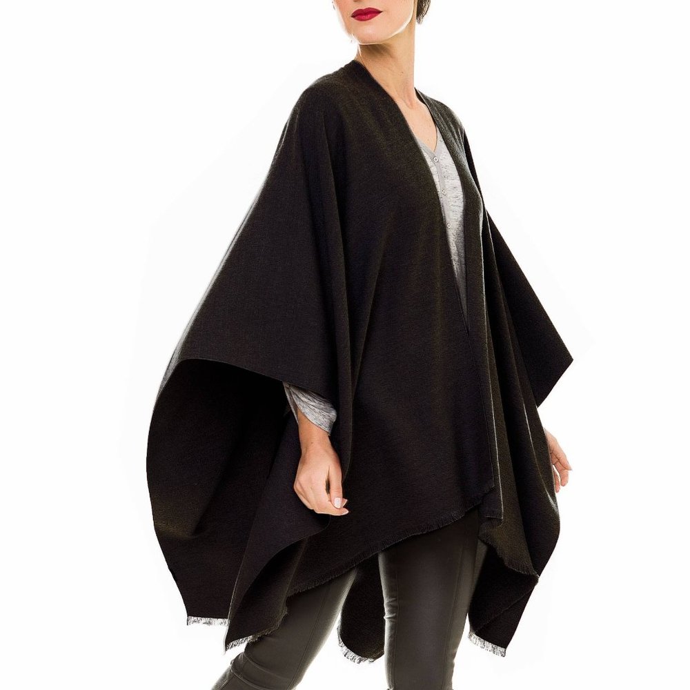COPY - Women's Black Shawl Wrap Poncho Cape Cardi…
